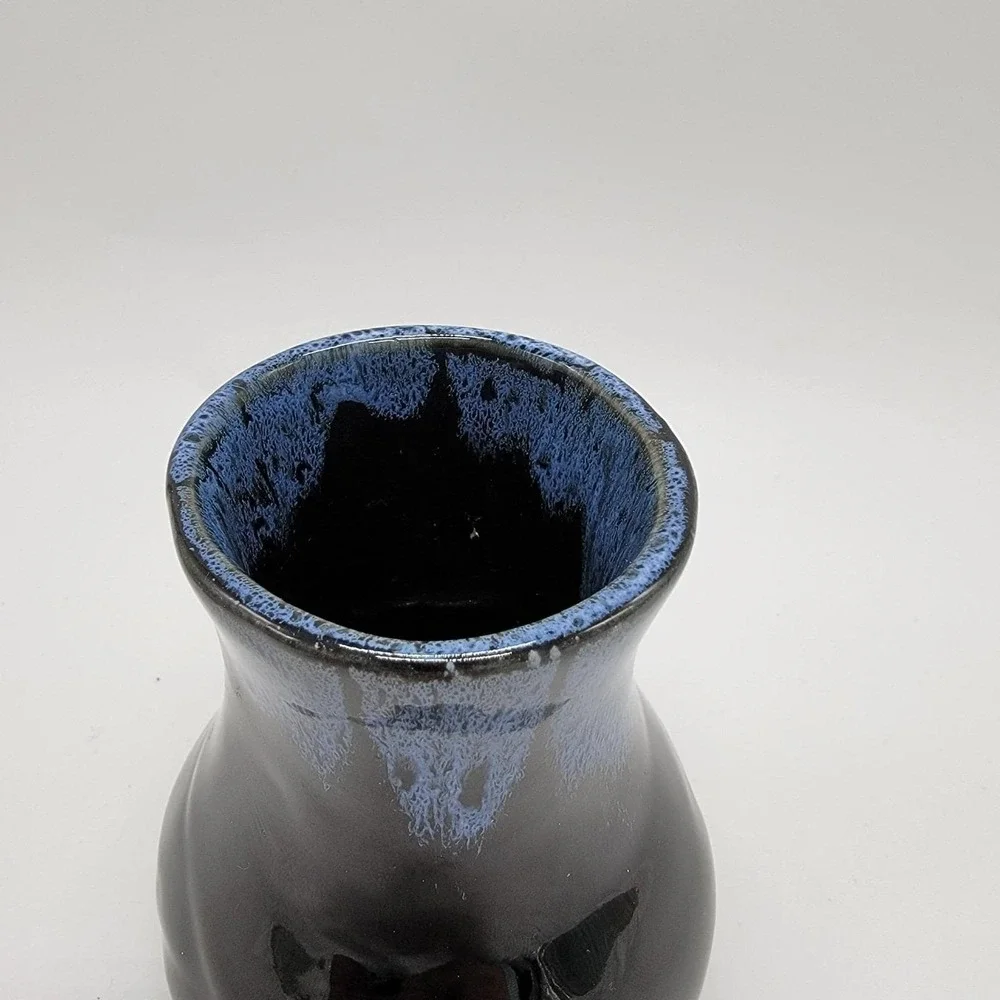 Vintage 1940 Van Briggle Art Pottery Blue Drip Glaze Coneflower Vase 4